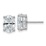 14k White Gold 4 carat Lab Grown Diamond VS/SI+ G+ Complete Oval Four Prong Stud Earrings