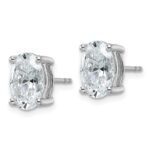 14k White Gold 4 carat Lab Grown Diamond VS/SI+ G+ Complete Oval Four Prong Stud Earrings - Image 2
