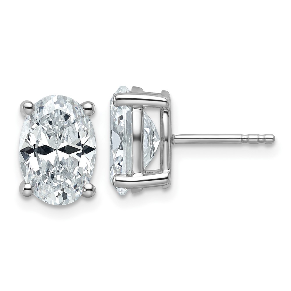EM8799-400-WAA.jpg 14k White Gold 4 carat Certified Lab Grown Diamond VS/SI+ G+ Complete Oval Four Prong Stud Earrings - Image 1