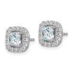 14k White Gold 3/8 carat Lab Grown Diamond VS/SI+ G+ March Birthstone Aquamarine Halo Post Earrings - Image 2