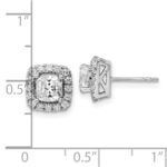 14k White Gold 3/8 carat Lab Grown Diamond VS/SI+ G+ April Birthstone White Sapphire Halo Post Earrings - Image 4