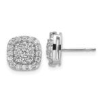 14k White Gold 7/8 carat Lab Grown Diamond VS/SI+ G+ Complete Square Halo Post Earrings