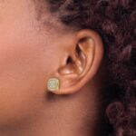 14k 7/8 carat Lab Grown Diamond VS/SI+ G+ Complete Square Halo Post Earrings - Image 3