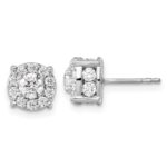 14k White Gold 1 1/2 carat Lab Grown Diamond VS/SI+ G+ Complete Round Fashion Halo Post Earrings