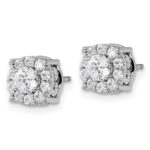 14k White Gold 1 1/2 carat Lab Grown Diamond VS/SI+ G+ Complete Round Fashion Halo Post Earrings - Image 2