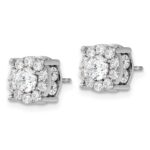 14k White Gold 2 carat Lab Grown Diamond VS/SI+ G+ Complete Round Fashion Halo Post Earrings - Image 2