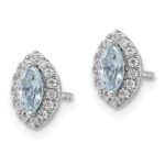 14k White Gold 1/5 carat Lab Grown Diamond VS/SI+ G+ and Aquamarine March Birthstone Post Earrings - Image 2