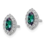 14k White Gold 1/5 carat Lab Grown Diamond VS/SI+ G+ and Lab Created Alexandrite June Birthstone Post Earrings - Image 2