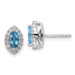 14k White Gold 1/5 carat Lab Grown Diamond VS/SI+ G+ and Blue Topaz December Birthstone Post Earrings