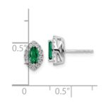 14k White Gold 1/5 carat Lab Grown Diamond VS/SI+ G+ and Lab Created Emerald May Birthstone Post Earrings - Image 4