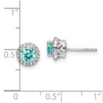 Pure Serenity 14k White Gold 1/8 carat Lab Grown Diamond VS/SI+ G+ and Lab Created Paraiba Post Earrings - Image 4