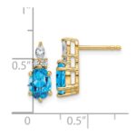 14k Diamond and 7x5 Oval December/Blue Topaz Post Earrings - Image 3