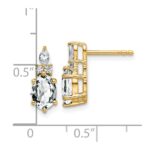 14k Diamond and 7x5 Oval April/White Topaz Post Earrings - Image 3