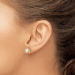 14k 1/10 carat Lab Grown Diamond VS/SI+ G+ and 5.50 mm Round Freshwater Cultured Pearl Post Earrings - Image 3
