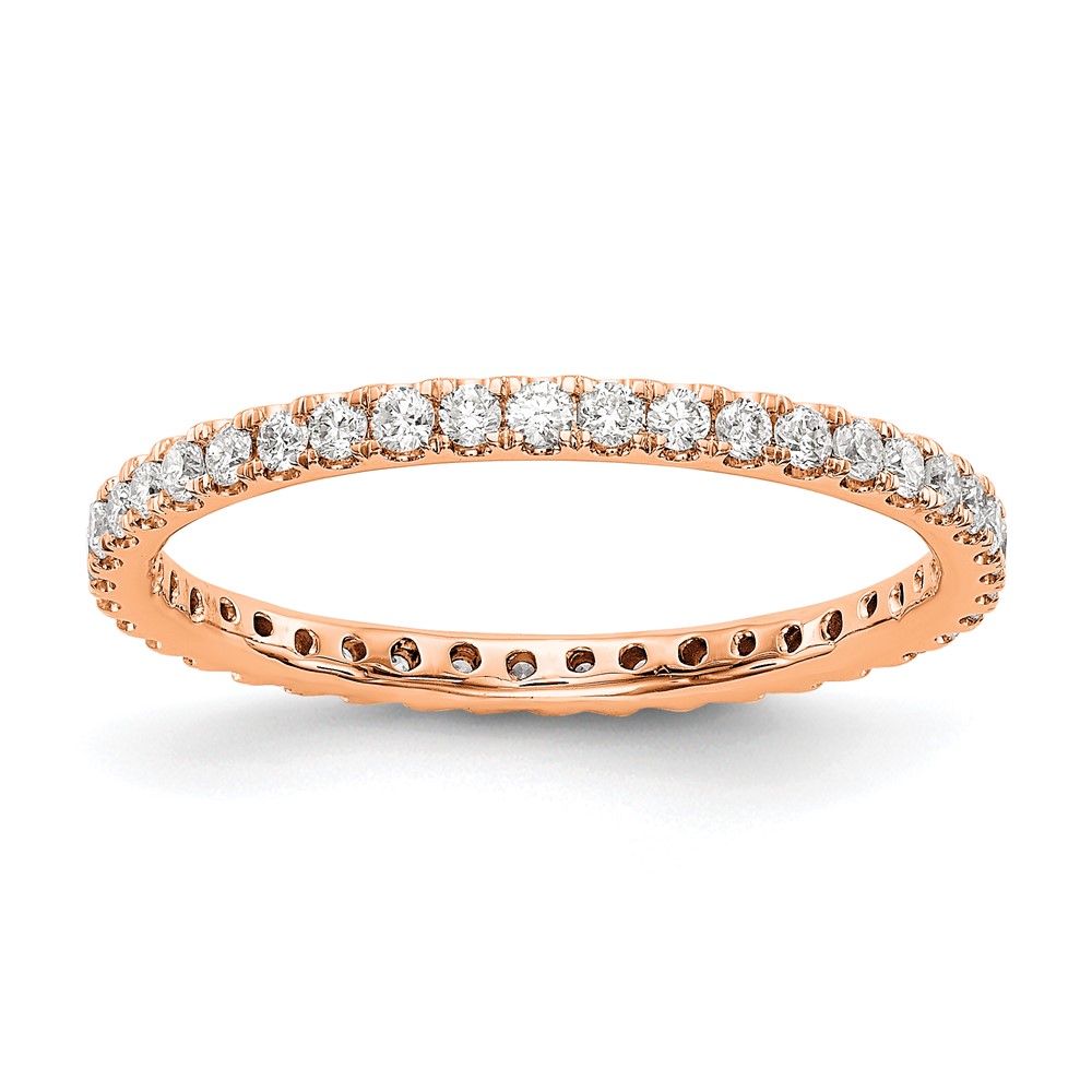 ET0005-050-7R4.jpg 14k Rose Gold 1/2 carat Lab Grown Diamond VS/SI+ G+ Complete Size 4.5 Shared Prong Eternity Band - Image 1