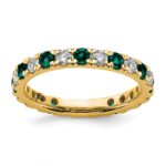 14k 3/8 carat Lab Grown Diamond VS/SI+ G+ and Lab Created Alexandrite Size 5 Eternity Band