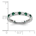 14k White Gold 3/8 carat Lab Grown Diamond VS/SI+ G+ and Lab Created Emerald Size 5 Eternity Band - Image 6