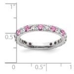 14k White Gold 7/8 carat Lab Grown Diamond VS/SI+ G+ and Lab Created Pink Sapphire Size 8 Eternity Band - Image 6