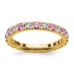 14k 7/8 carat Lab Grown Diamond VS/SI+ G+ and Lab Created Pink Sapphire Size 8 Eternity Band