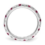 14k White Gold 3/4 carat Lab Grown Diamond VS/SI+ G+ and Lab Created Ruby Size 6 Eternity Band - Image 2