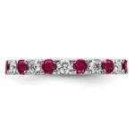 14k White Gold 3/8 carat Lab Grown Diamond VS/SI+ G+ and Lab Created Ruby Size 5 Eternity Band - Image 3