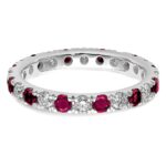 14k White Gold 7/8 carat Lab Grown Diamond VS/SI+ G+ and Lab Created Ruby Size 8 Eternity Band - Image 4
