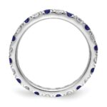 14k White Gold 3/4 carat Lab Grown Diamond VS/SI+ G+ and Lab Created Blue Sapphire Size 4.5 Eternity Band - Image 2