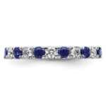 14k White Gold 7/8 carat Lab Grown Diamond VS/SI+ G+ and Lab Created Blue Sapphire Size 8.5 Eternity Band - Image 3