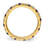 14k 7/8 carat Lab Grown Diamond VS/SI+ G+ and Lab Created Blue Sapphire Size 8 Eternity Band - Image 2