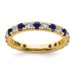 14k 3/4 carat Lab Grown Diamond VS/SI+ G+ and Lab Created Blue Sapphire Size 6.5 Eternity Band