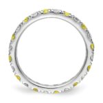 14k White Gold 7/8 carat Lab Grown Diamond VS/SI+ G+ and Lab Created Yellow Sapphire Size 8.5 Eternity Band - Image 2