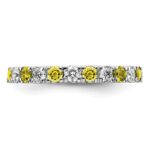 14k White Gold 3/8 carat Lab Grown Diamond VS/SI+ G+ and Lab Created Yellow Sapphire Size 5 Eternity Band - Image 3