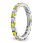 14k White Gold 3/4 carat Lab Grown Diamond VS/SI+ G+ and Lab Created Yellow Sapphire Size 7 Eternity Band - Image 5