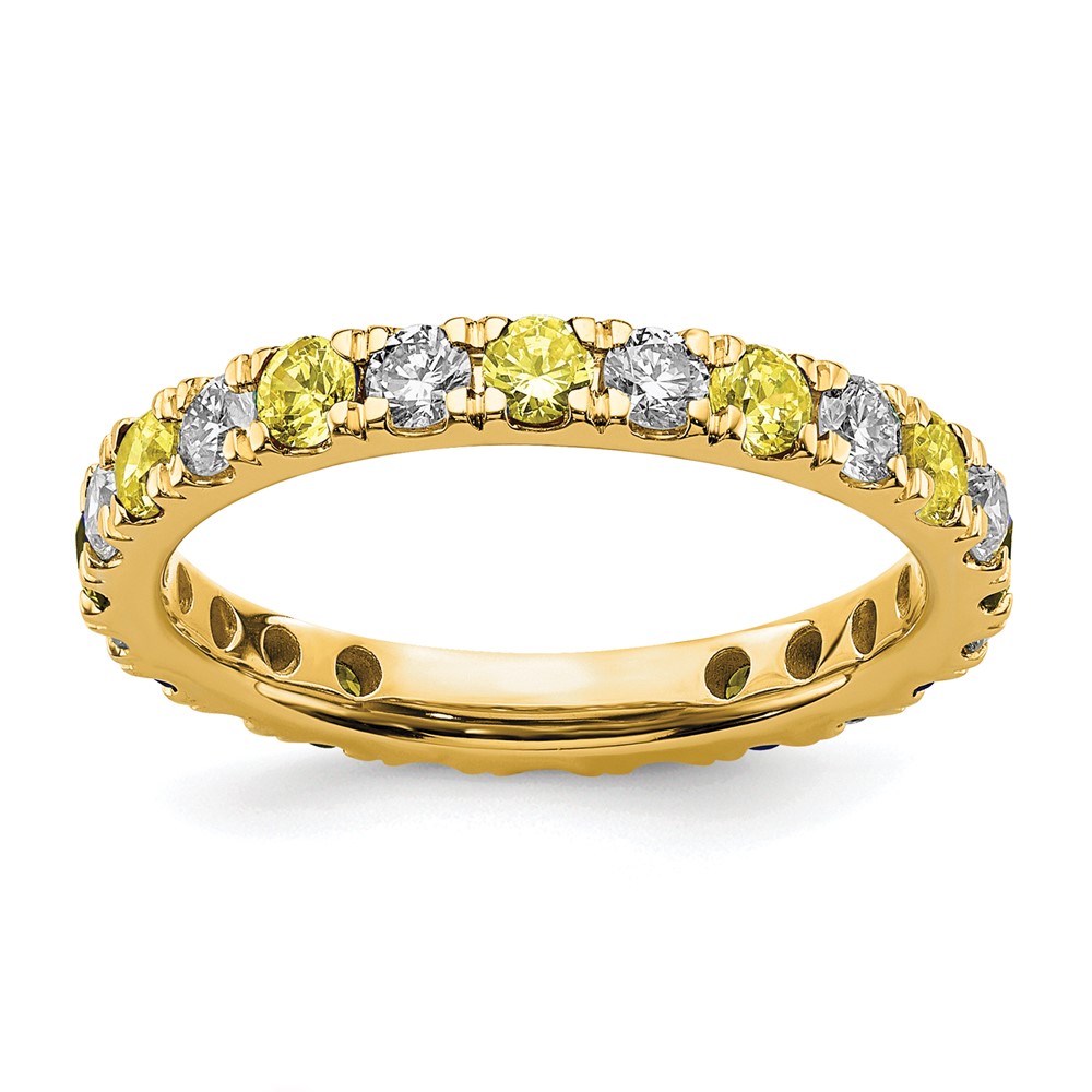 ET0048-CYS-070-7YAA-13.jpg 14k 7/8 carat Lab Grown Diamond VS/SI+ G+ and Lab Created Yellow Sapphire Size 8.5 Eternity Band - Image 1