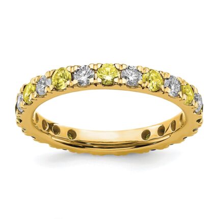 14k 7/8 carat Lab Grown Diamond VS/SI+ G+ and Lab Created Yellow Sapphire Size 8 Eternity Band
