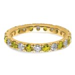 14k 3/4 carat Lab Grown Diamond VS/SI+ G+ and Lab Created Yellow Sapphire Size 7 Eternity Band - Image 4