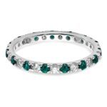 14k White Gold 1/2 carat Lab Grown Diamond VS/SI+ G+ and Lab Created Alexandrite Size 8.5 Eternity Band - Image 3