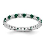 14k White Gold 1/2 carat Lab Grown Diamond VS/SI+ G+ and Lab Created Emerald Size 9 Eternity Band
