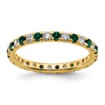 14k 3/8 carat Lab Grown Diamond VS/SI+ G+ and Lab Created Emerald Size 4 Eternity Band