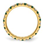 14k 3/8 carat Lab Grown Diamond VS/SI+ G+ and Lab Created Emerald Size 5 Eternity Band - Image 2