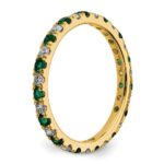 14k 3/8 carat Lab Grown Diamond VS/SI+ G+ and Lab Created Emerald Size 5 Eternity Band - Image 4
