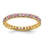 14k 1/2 carat Lab Grown Diamond VS/SI+ G+ and Lab Created Pink Sapphire Size 8.5 Eternity Band