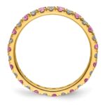 14k 3/8 carat Lab Grown Diamond VS/SI+ G+ and Lab Created Pink Sapphire Size 5 Eternity Band - Image 2