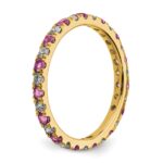 14k 3/8 carat Lab Grown Diamond VS/SI+ G+ and Lab Created Pink Sapphire Size 5 Eternity Band - Image 4