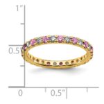 14k 1/2 carat Lab Grown Diamond VS/SI+ G+ and Lab Created Pink Sapphire Size 6 Eternity Band - Image 5