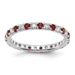 14k White Gold 3/8 carat Lab Grown Diamond VS/SI+ G+ and Lab Created Ruby Size 5 Eternity Band
