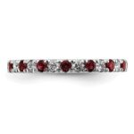 14k White Gold 1/2 carat Lab Grown Diamond VS/SI+ G+ and Lab Created Ruby Size 6.5 Eternity Band - Image 3