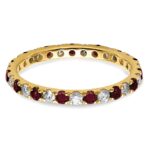 14k 3/8 carat Lab Grown Diamond VS/SI+ G+ and Lab Created Ruby Size 5 Eternity Band - Image 4