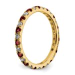 14k 3/8 carat Lab Grown Diamond VS/SI+ G+ and Lab Created Ruby Size 5 Eternity Band - Image 5
