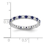 14k White Gold 3/8 carat Lab Grown Diamond VS/SI+ G+ and Lab Created Blue Sapphire Size 4.5 Eternity Band - Image 5